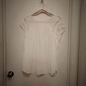 DANIEL RAINN WHITE BECRU LACE-DETAIL BLOUSE SIZE XL